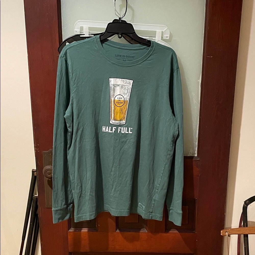 Life Is Good Men's Teal Long Sleeve Shirt with Graphic